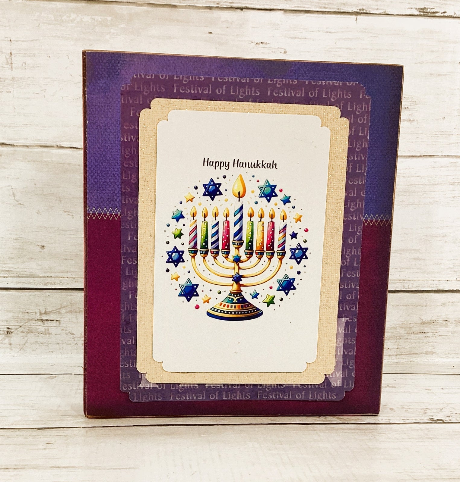 AGD Jewish Decor - Menorah Hanukkah Star of David Shalom Block Sign