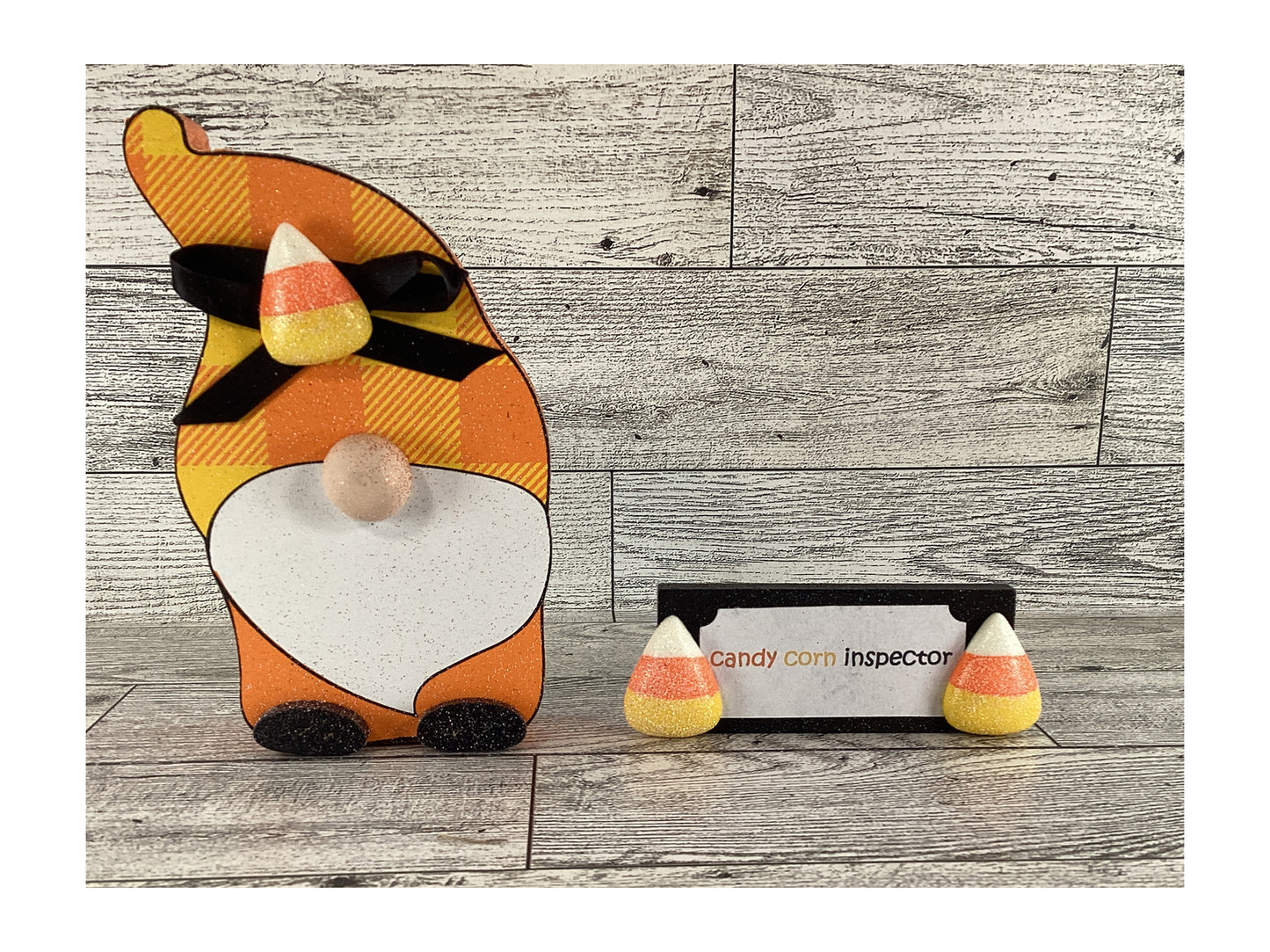 AGD Halloween Decor - Halloween Decor - Orange Yellow White Candy Corn Gnome