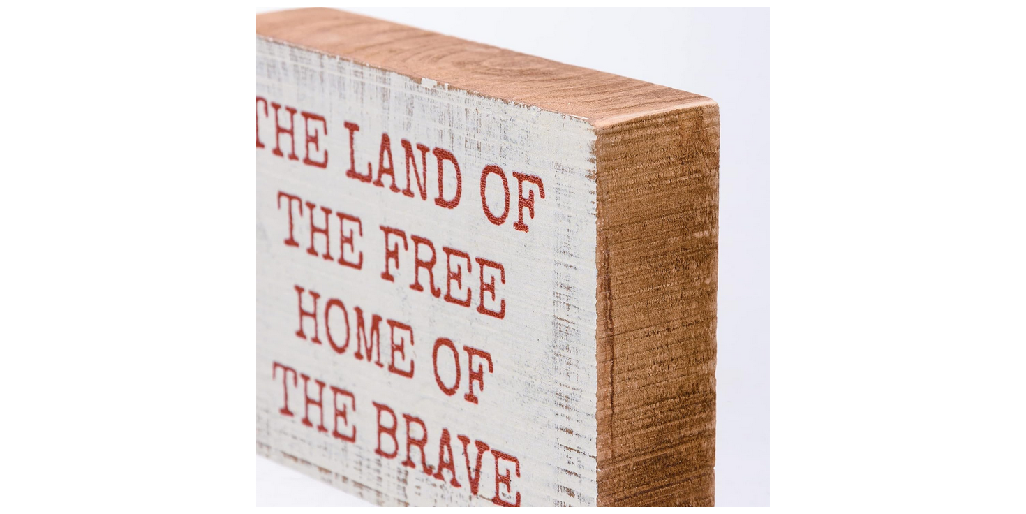 PBK Patriotic Decor - Land of the Free Mini Tier Tray Block Sign