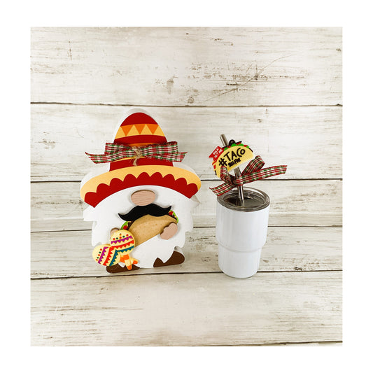 AGD Cinco De Mayo Decor - Taco Theme Chunky Gnome Tier Tray Decor 2pc
