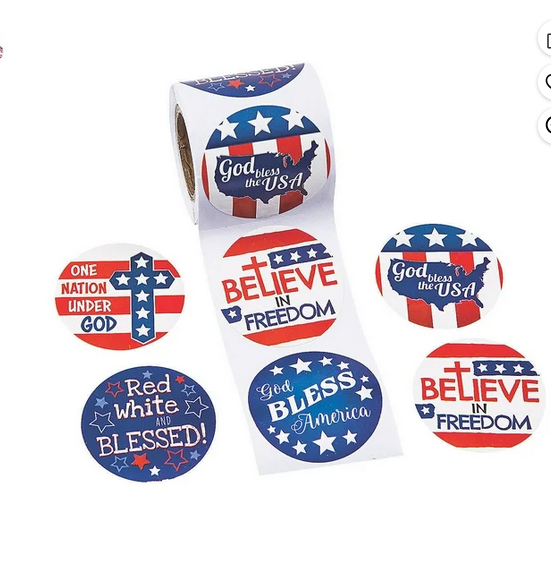 RELIGIOUS PATRIOTIC ROLL STICKERS - Stationery - 1 Piece
