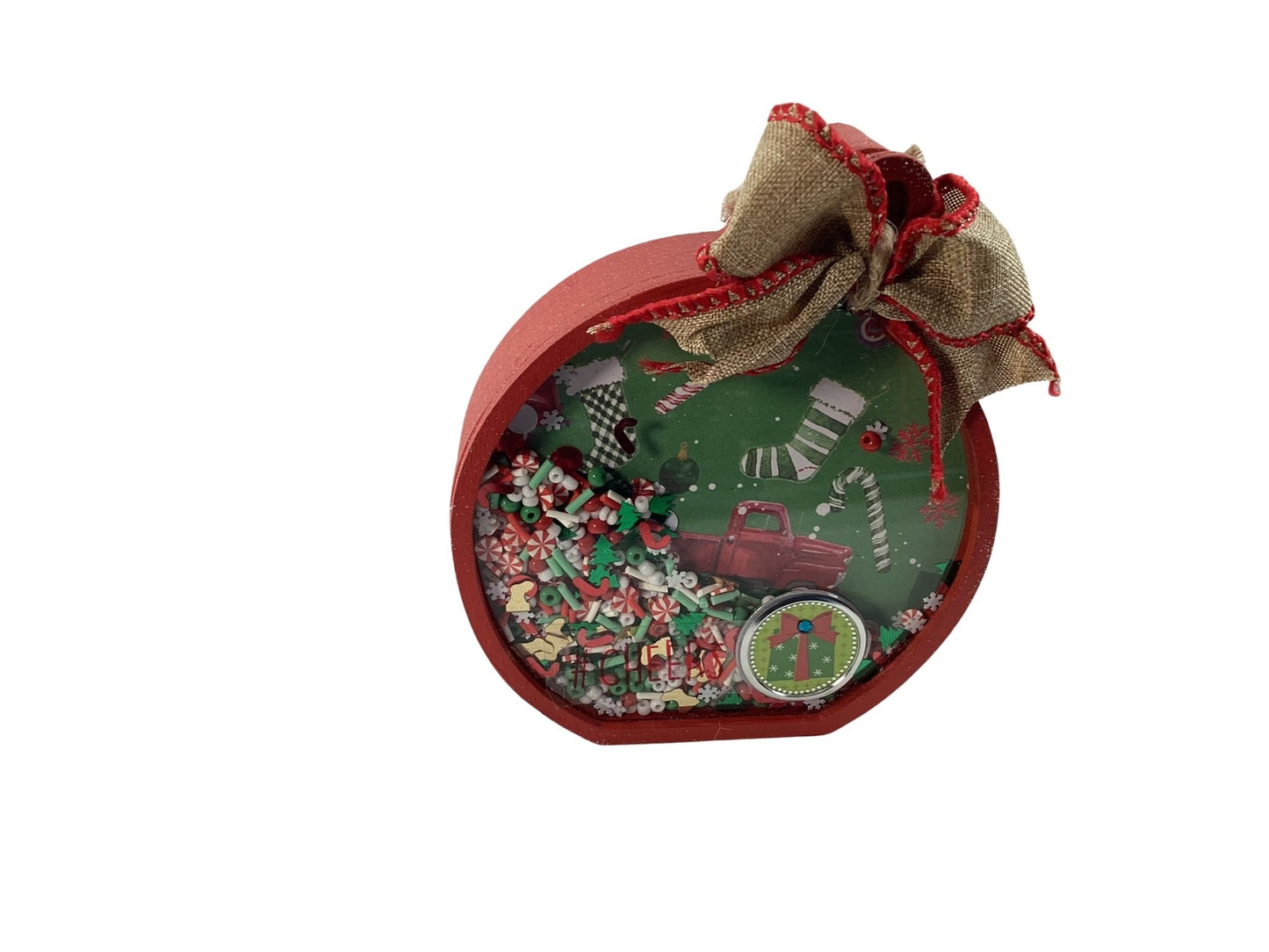 Christmas Decor - Ornament Bulbs Chunky Wood Shaker Sitters 2pc Set