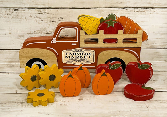 AGD Fall Decor - Farmers Market Stand Harvest Chunky Wood Truck