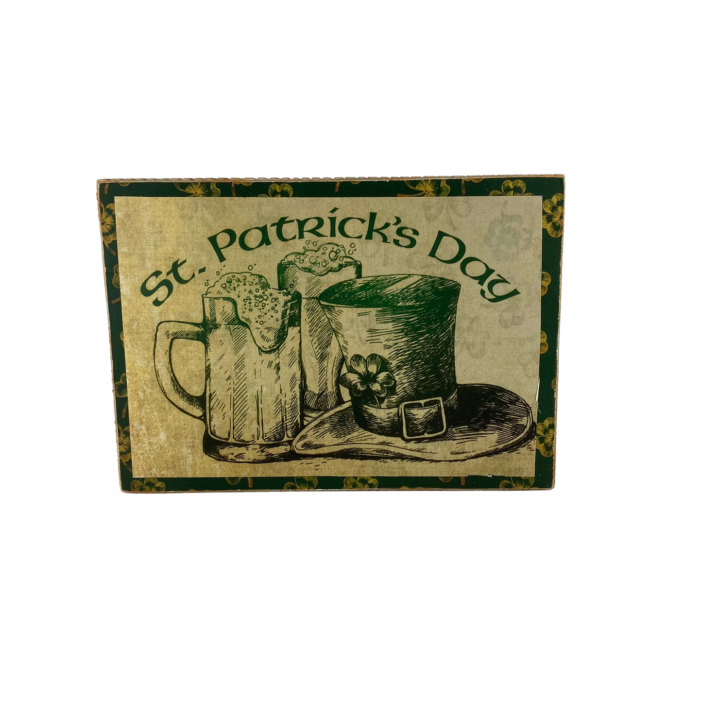 AGD St Patricks Decor - Pot of Gold Gnome Reversible Block Sign