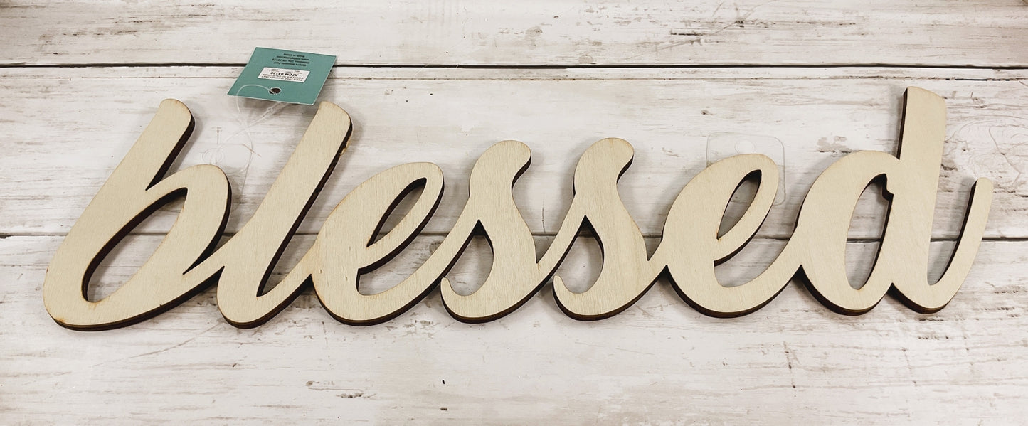 HL Craft Supply - Blessed Unfinished Wood Sign 9.5-inch