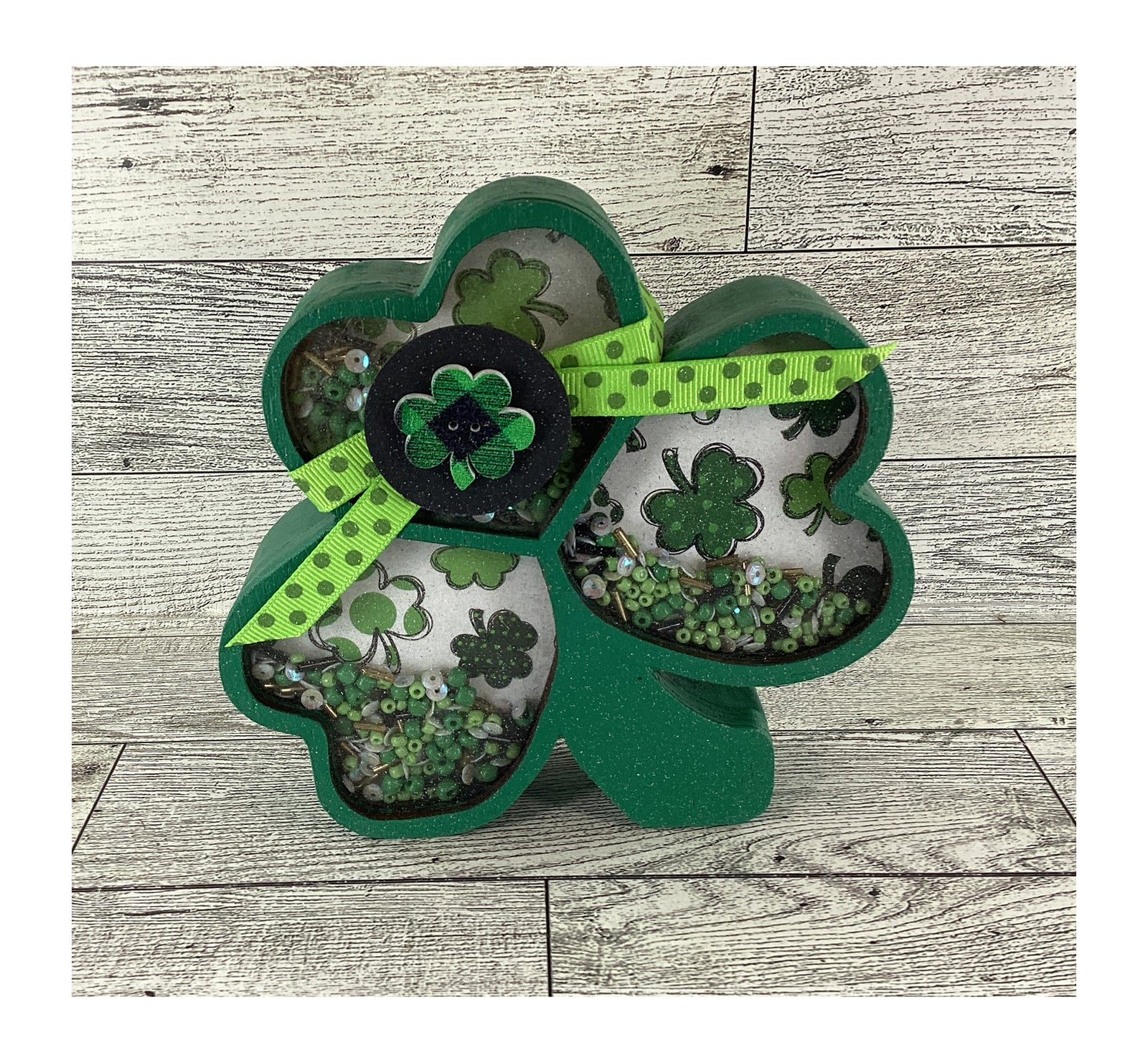 AGD Saint Patrick Decor - Irish Shamrock Chunky Wood Shaker Sitter