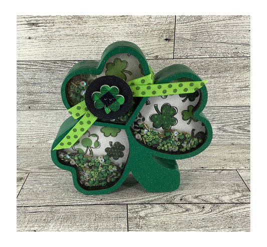 AGD Saint Patrick Decor - Irish Shamrock Chunky Wood Shaker Sitter