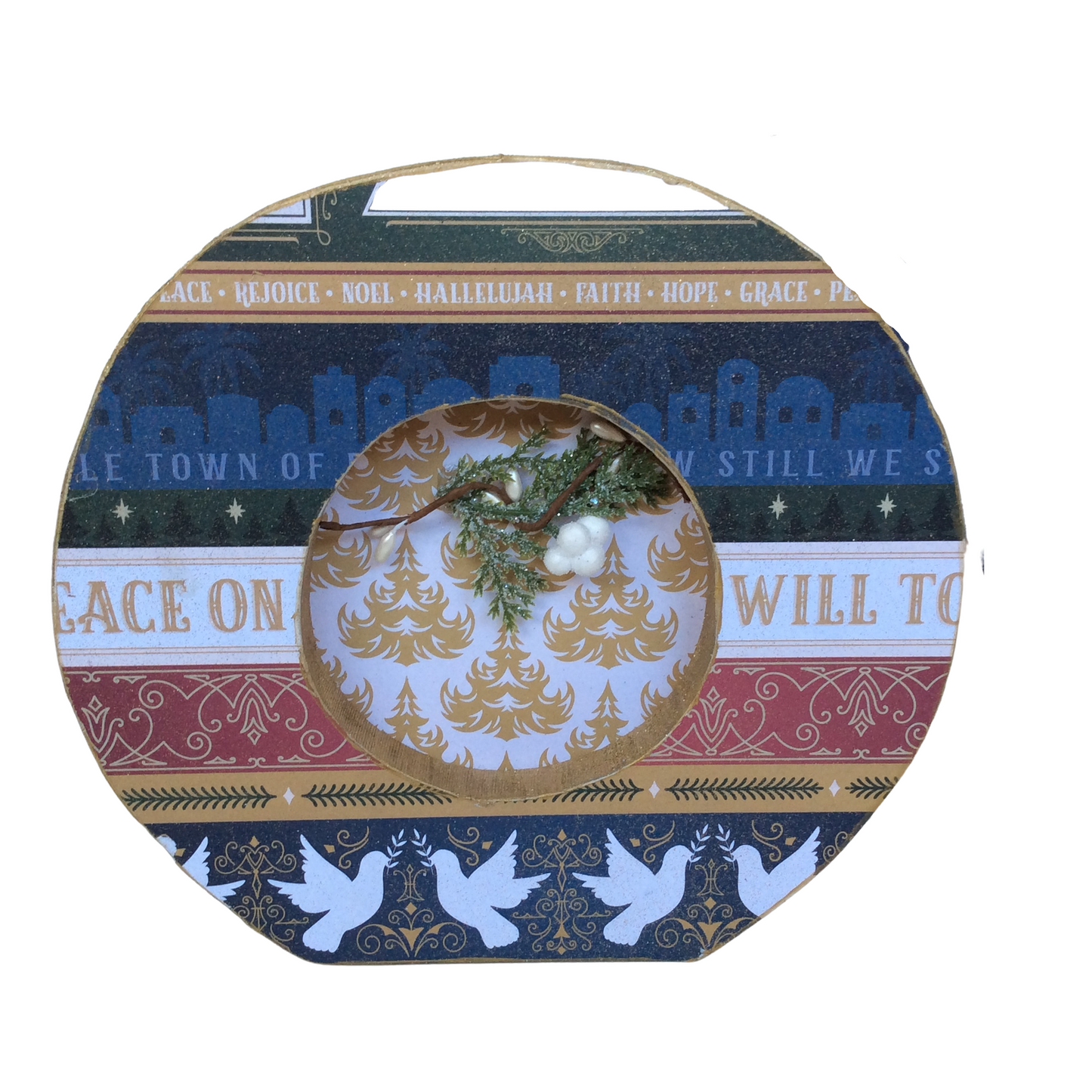 AGD Christmas Decor - Traditional Dove Chunky Joy Letters Tabletop Sign