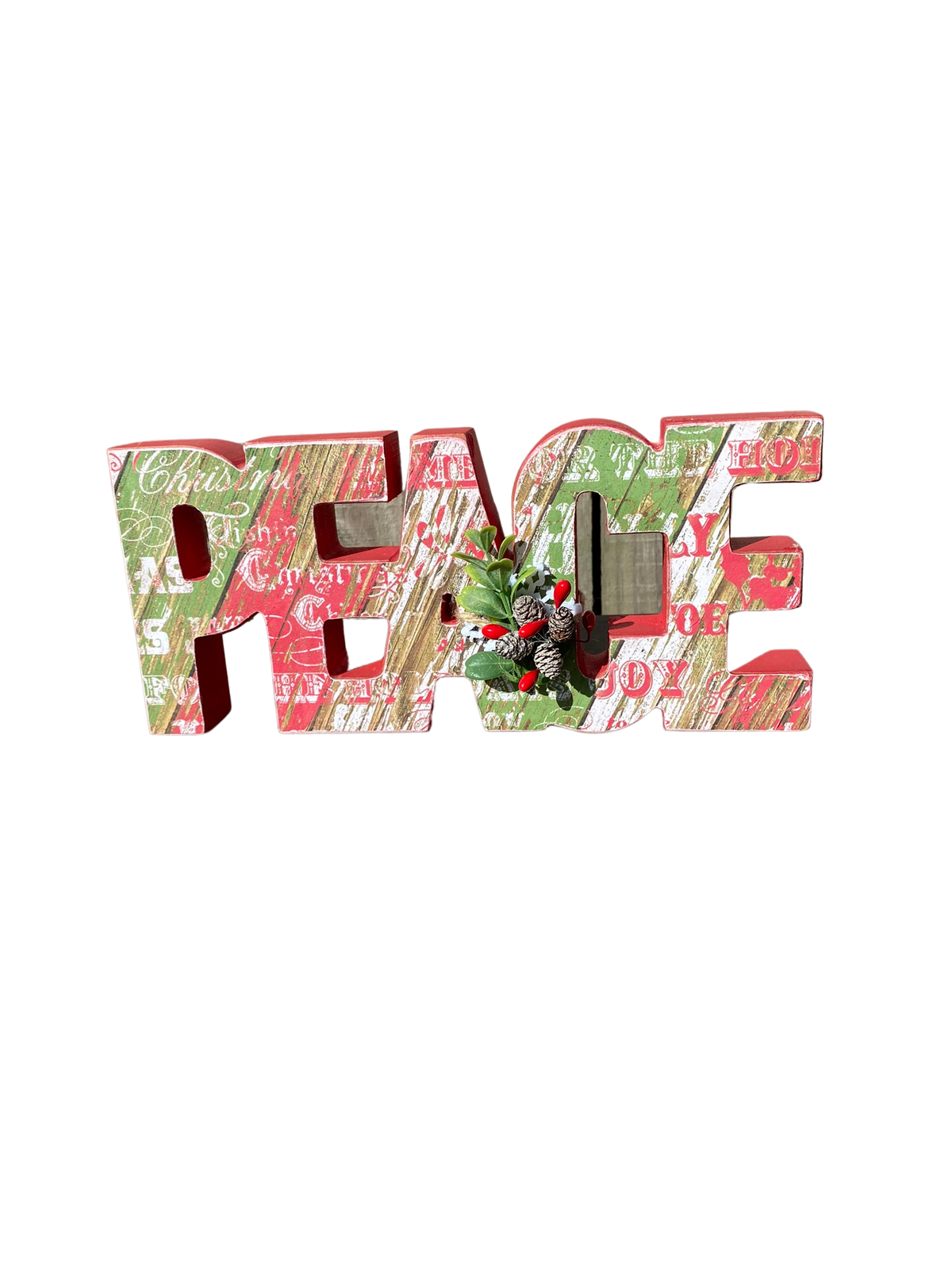AGD Christmas Decor - Chunky Peace Joy Word Tabletop Signs 2pc Set
