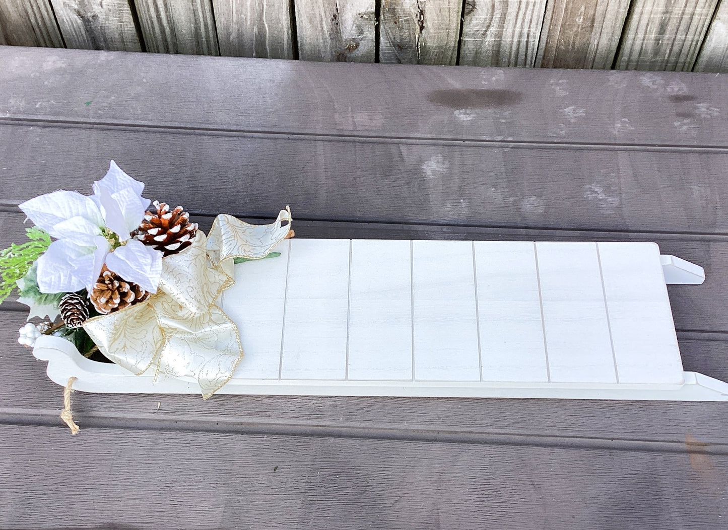 AGD Christmas Decor - Snowflakes on Sled Mantle Centerpiece 24inch