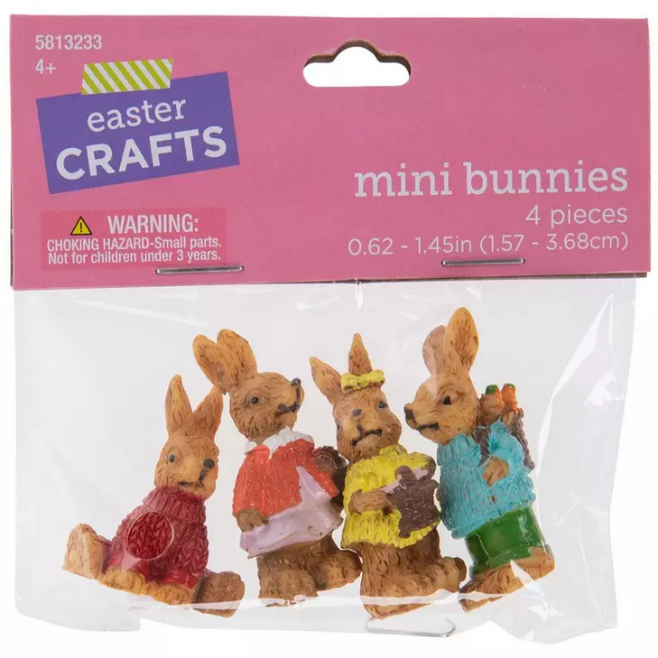 HL Spring Craft Decor - Miniature Resin Bunny Bunnies 4pc Set