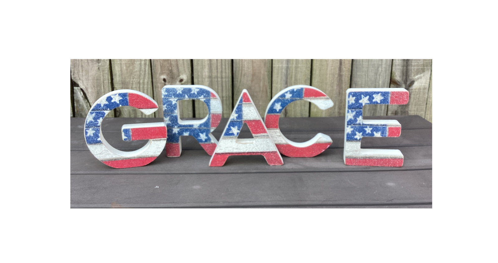 AGD Patriotic Decor - Grace July 4th Chunky Letters Sitter 5pc Set