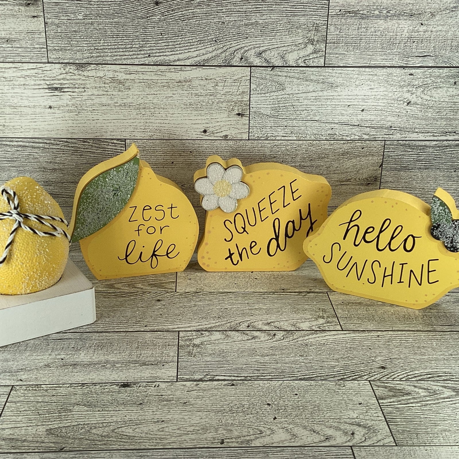 AGD Spring Decor - Summer Lemon Theme Tier Tray Decor 4pc Set