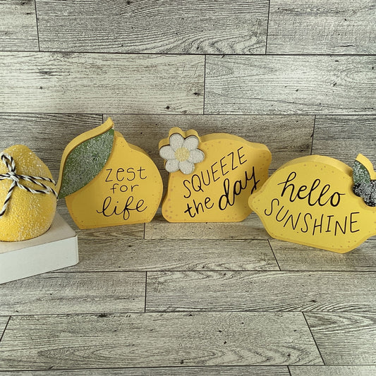 AGD Spring Decor - Summer Lemon Theme Tier Tray Decor 4pc Set