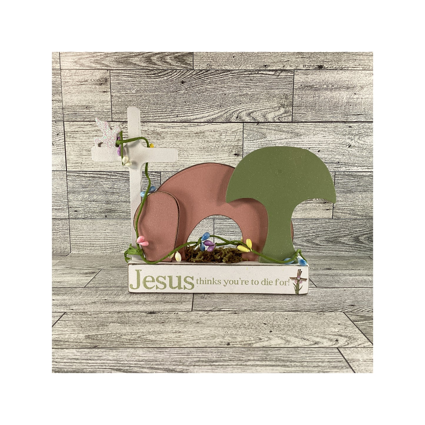 AGD Easter Decor - Jesus Lamb Resurrection Tomb Reversible Scene