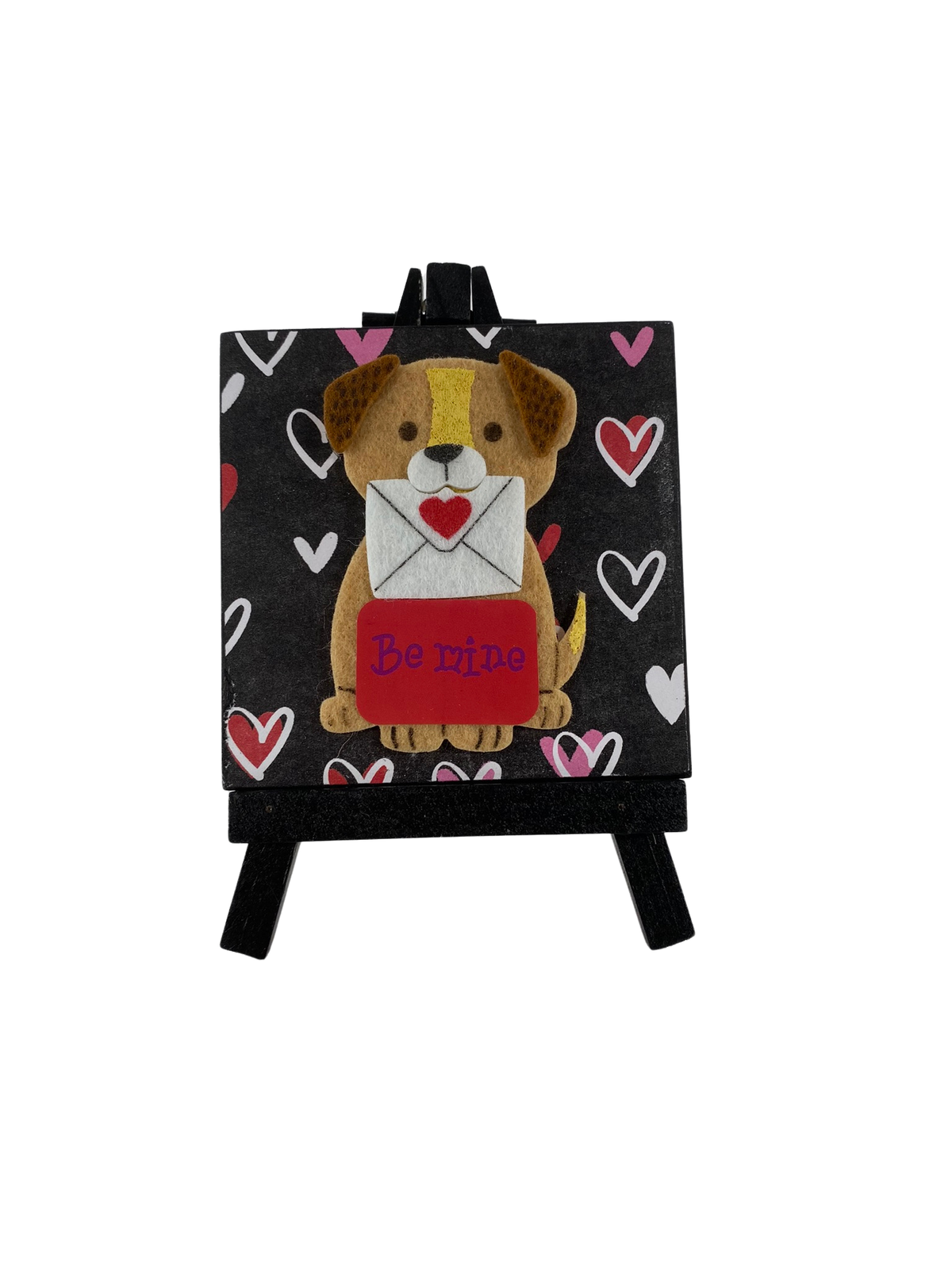AGD Valentines Decor - Be Mine Puppy Dog Mini Easel Sign