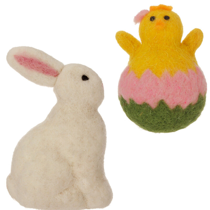 RAZ Easter Decor - Furry Chick and Bunny Rabbit 2pc. Set #E3508027