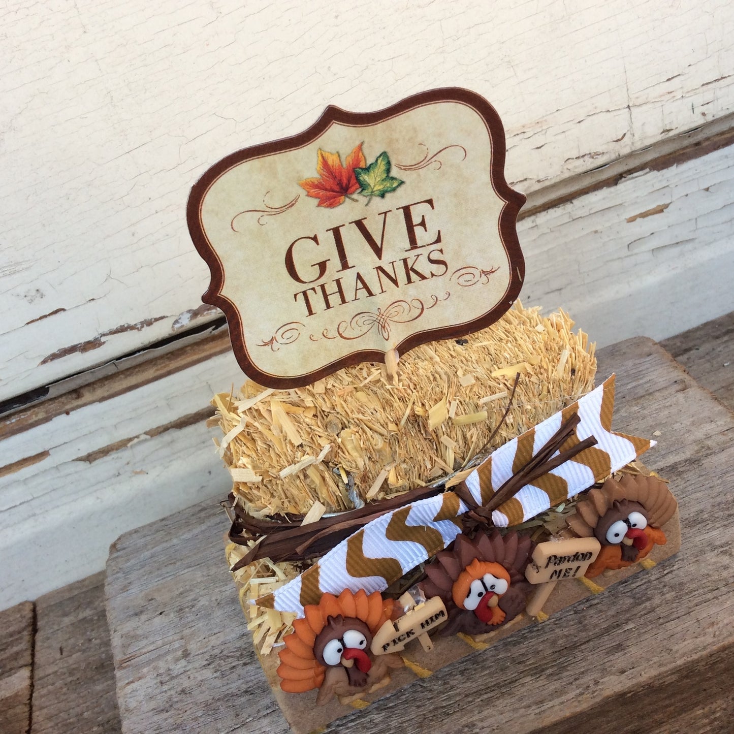 AGD Fall Decor - Give Thanks Miniature Turkey Display