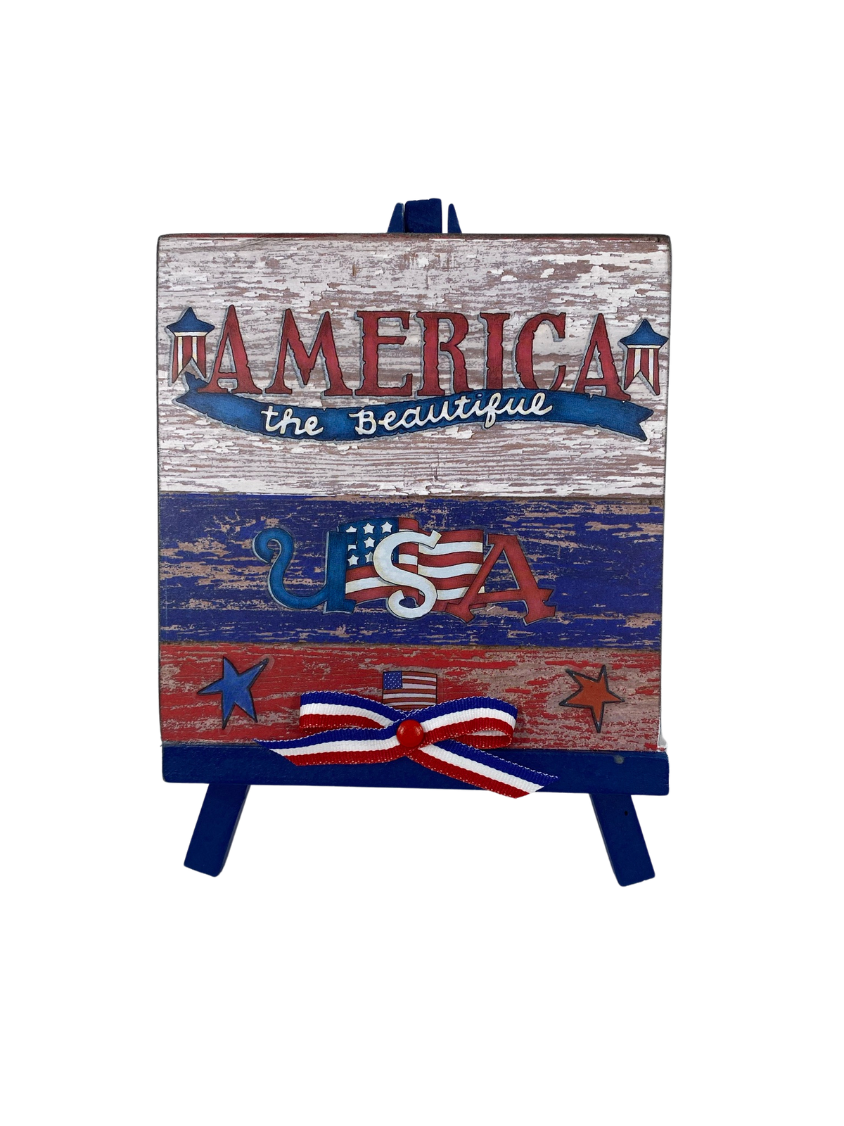 AGD Patriotic Decor - America the Beautiful USA Easel Sign