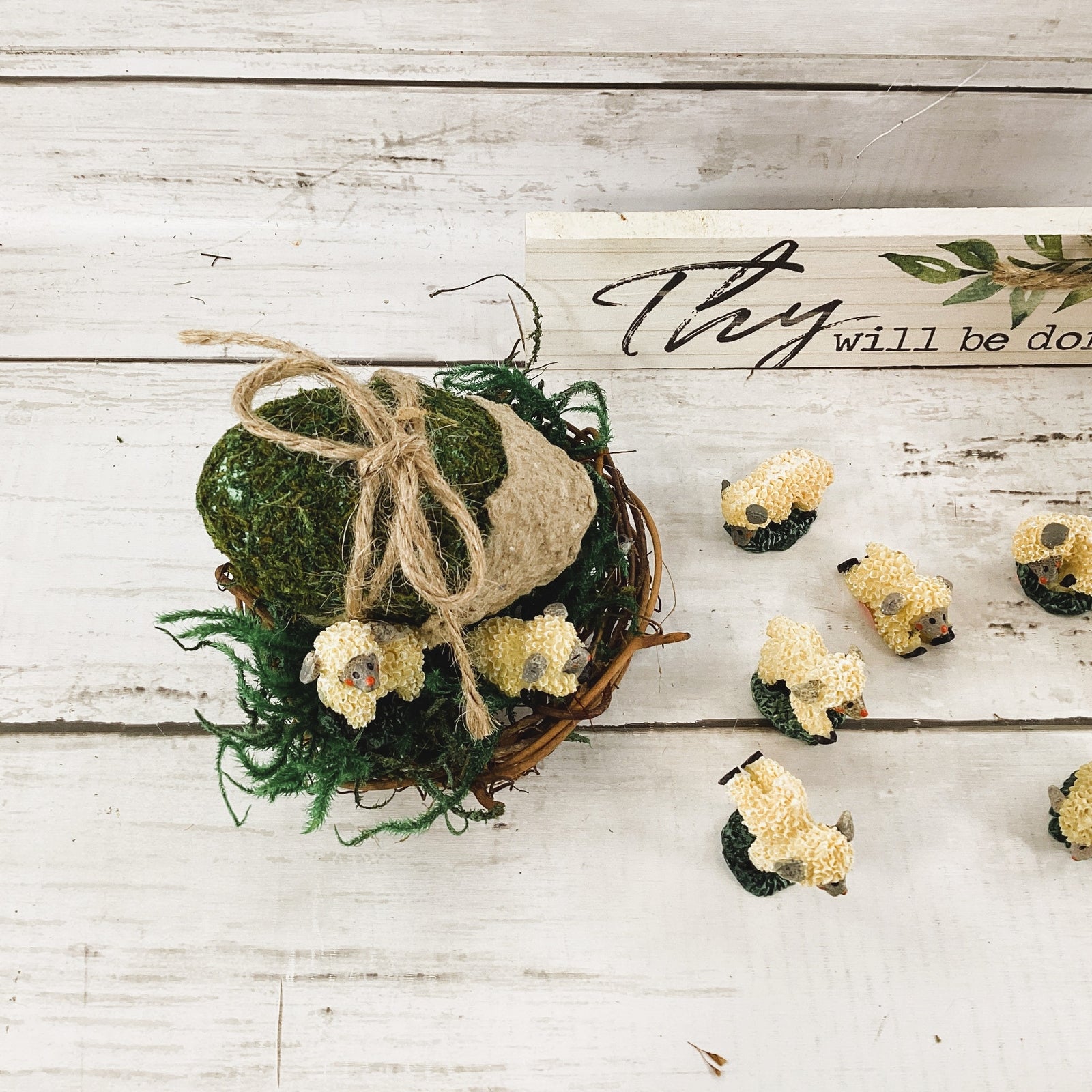 AGD Easter Decor - Thy Will Be Done Nest Lamb Egg Display