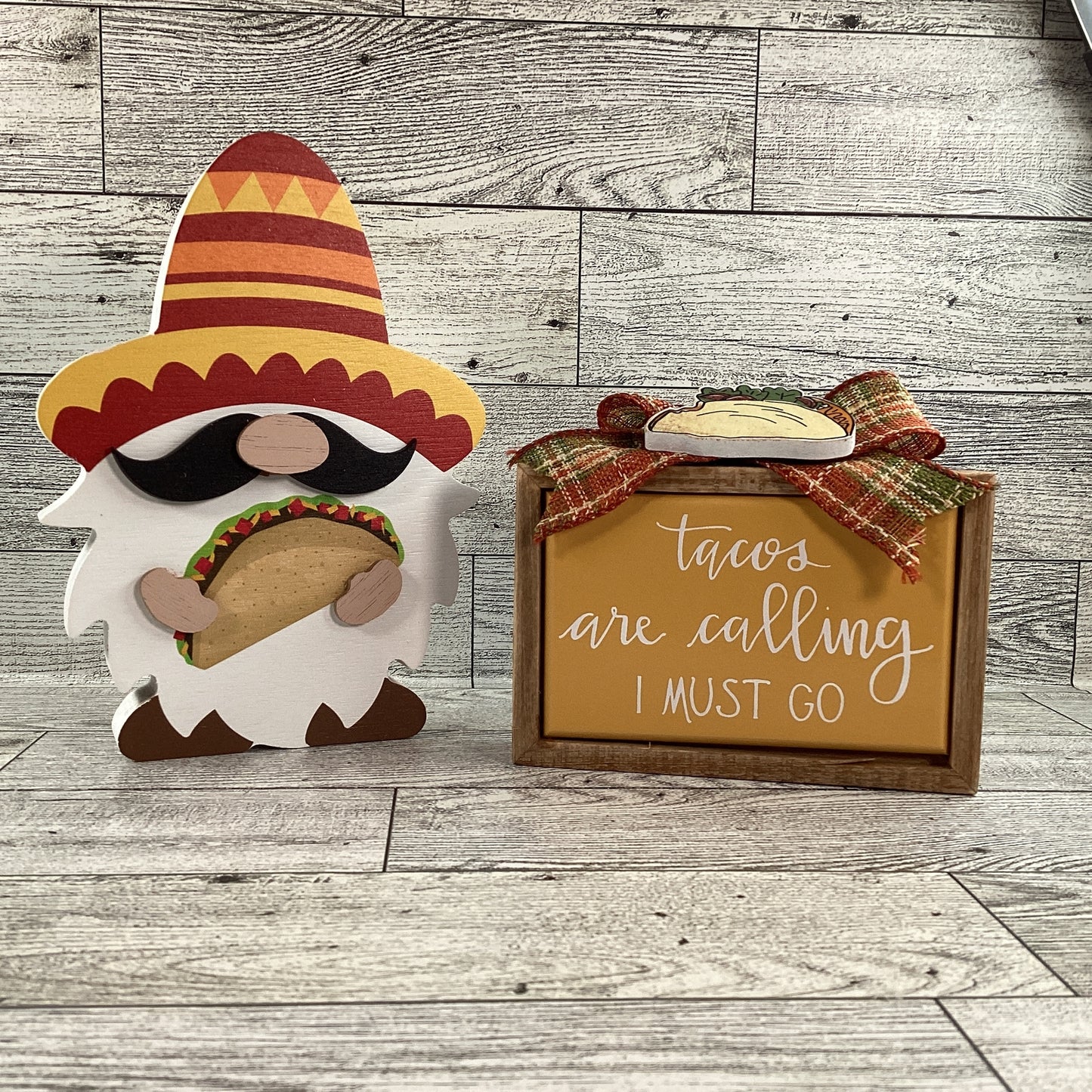 AGD Cinco De Mayo Decor - Tacos Are Calling Chunky Gnome Tier Tray 2pc