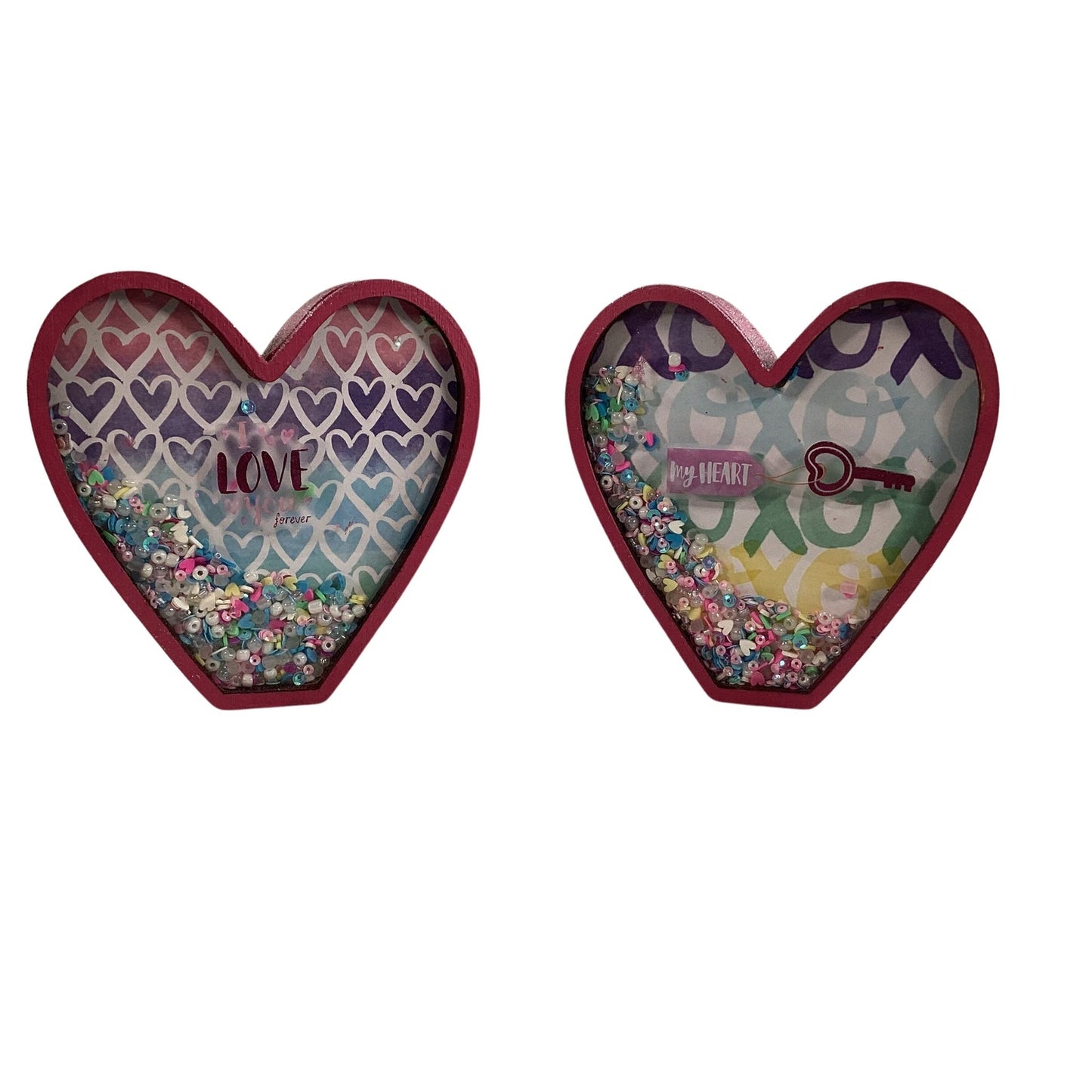 AGD Valentine Decor - Heart Shape Chunky Wood Dry Shaker 2pc Set