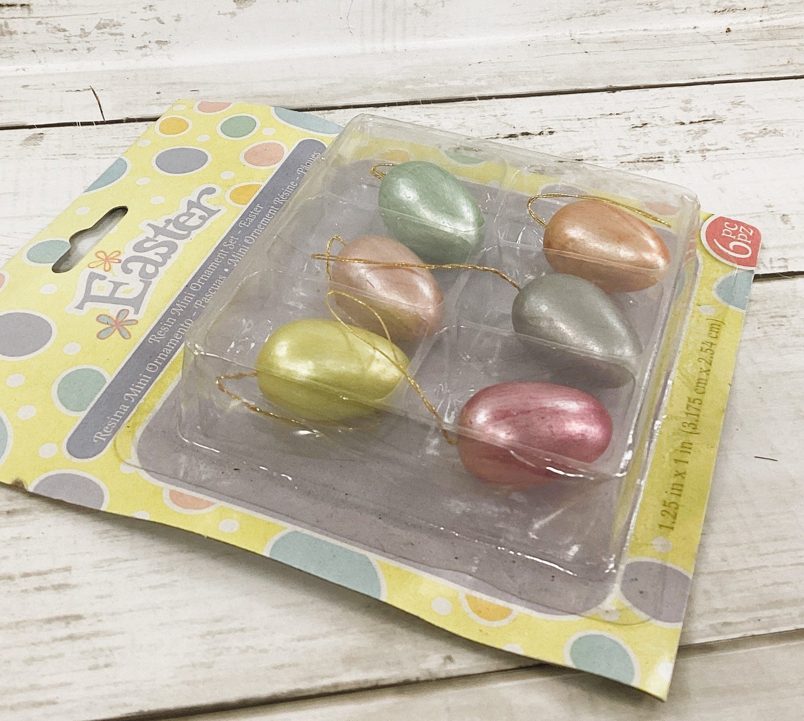 Darice Spring Pastel Colored Resin Easter Eggs Hanging Ornaments 6pc Set