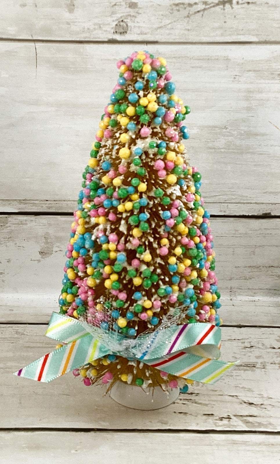 AGD Christmas Decor - Pastel Gingerbread Boy Girl Candy Bottlebrush Tree