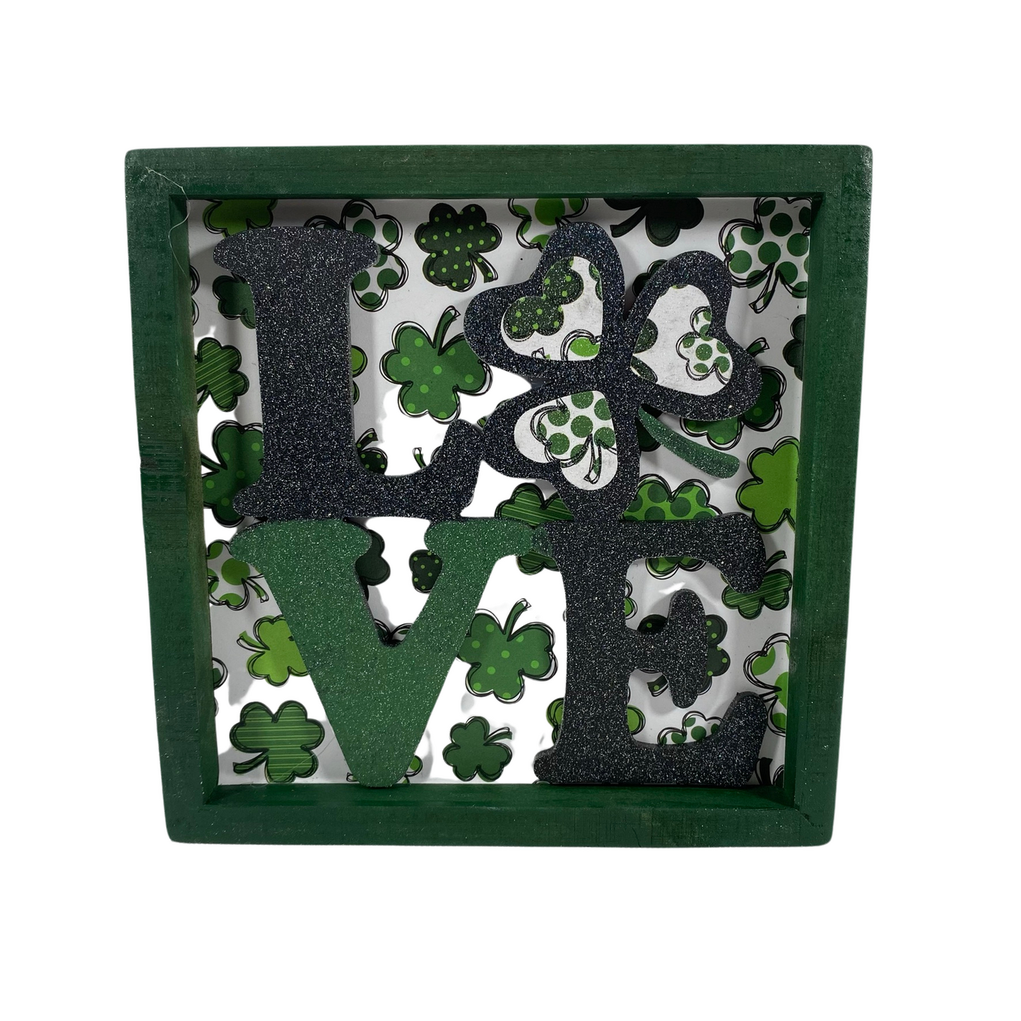 AGD St Patrick's Decor - Love Shamrock Clover Tiered Tray Inset Sign