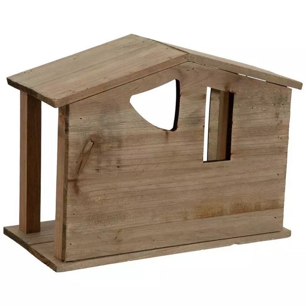 HL Christmas Decor - Natural Wood Unfinished Manger Stable 11-inch