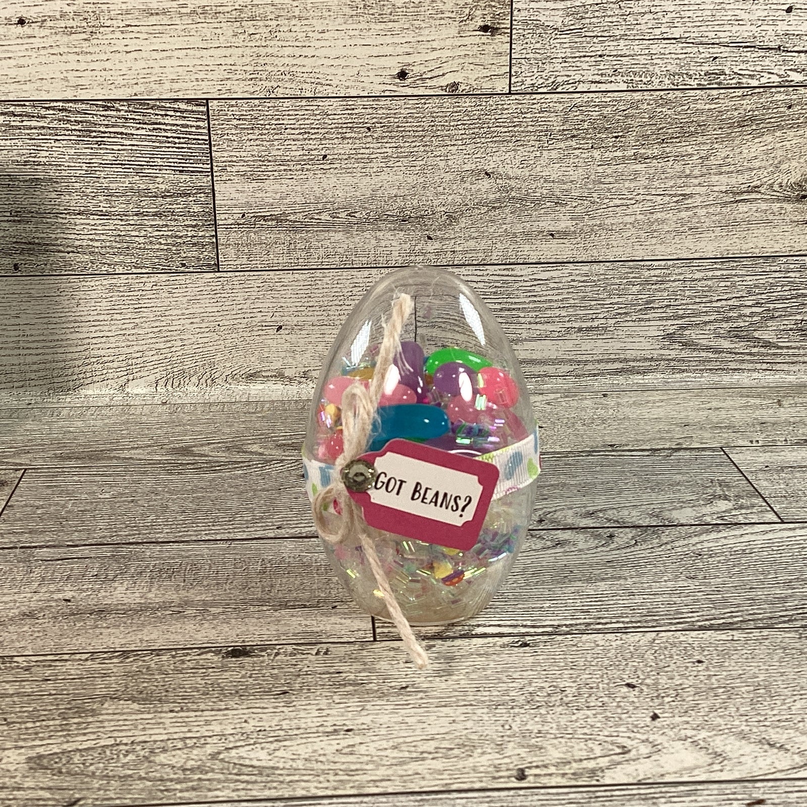 AGD Easter Decor - Clear Egg Shaker Love More Jelly Beans Sign 2pc