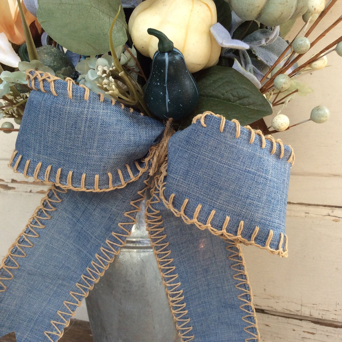 AGD Fall Decor - Thankful Tall Floral Galvanized Metal Centerpiece