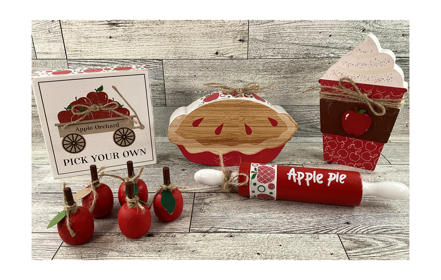 AGD Fall Decor - Chunky Apple Pie Cider Wagon Sign Tier Tray 4pc Set
