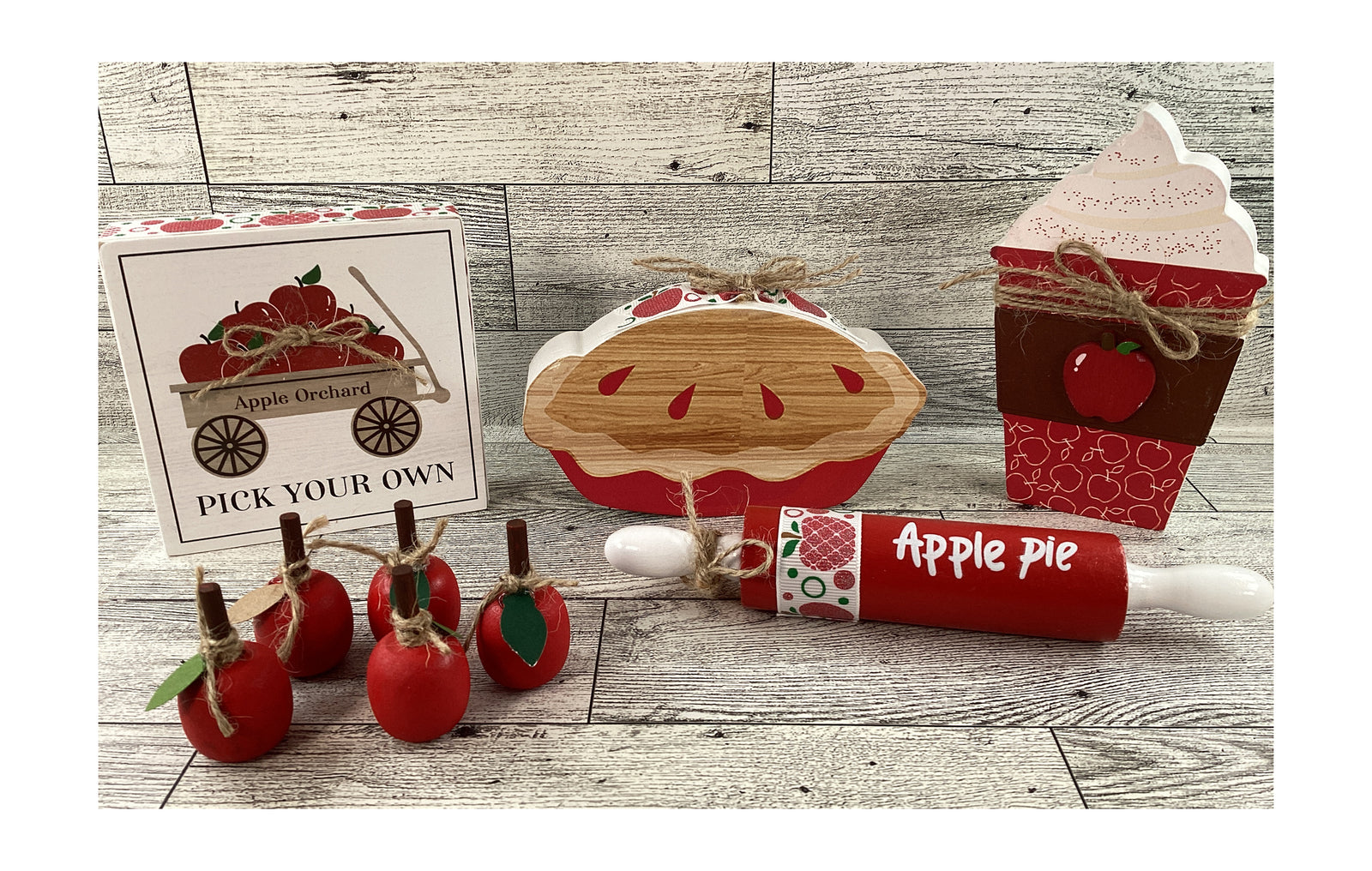 AGD Fall Decor - Chunky Apple Pie Cider Wagon Sign Tier Tray 4pc Set