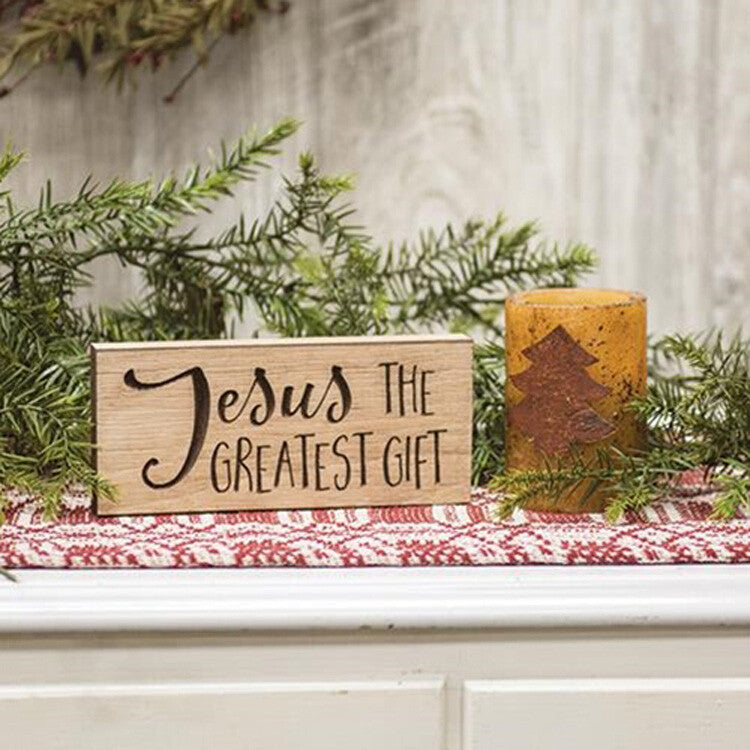 CWI Christmas Decor - Jesus Is The Greatest Gift Engraved Sign
