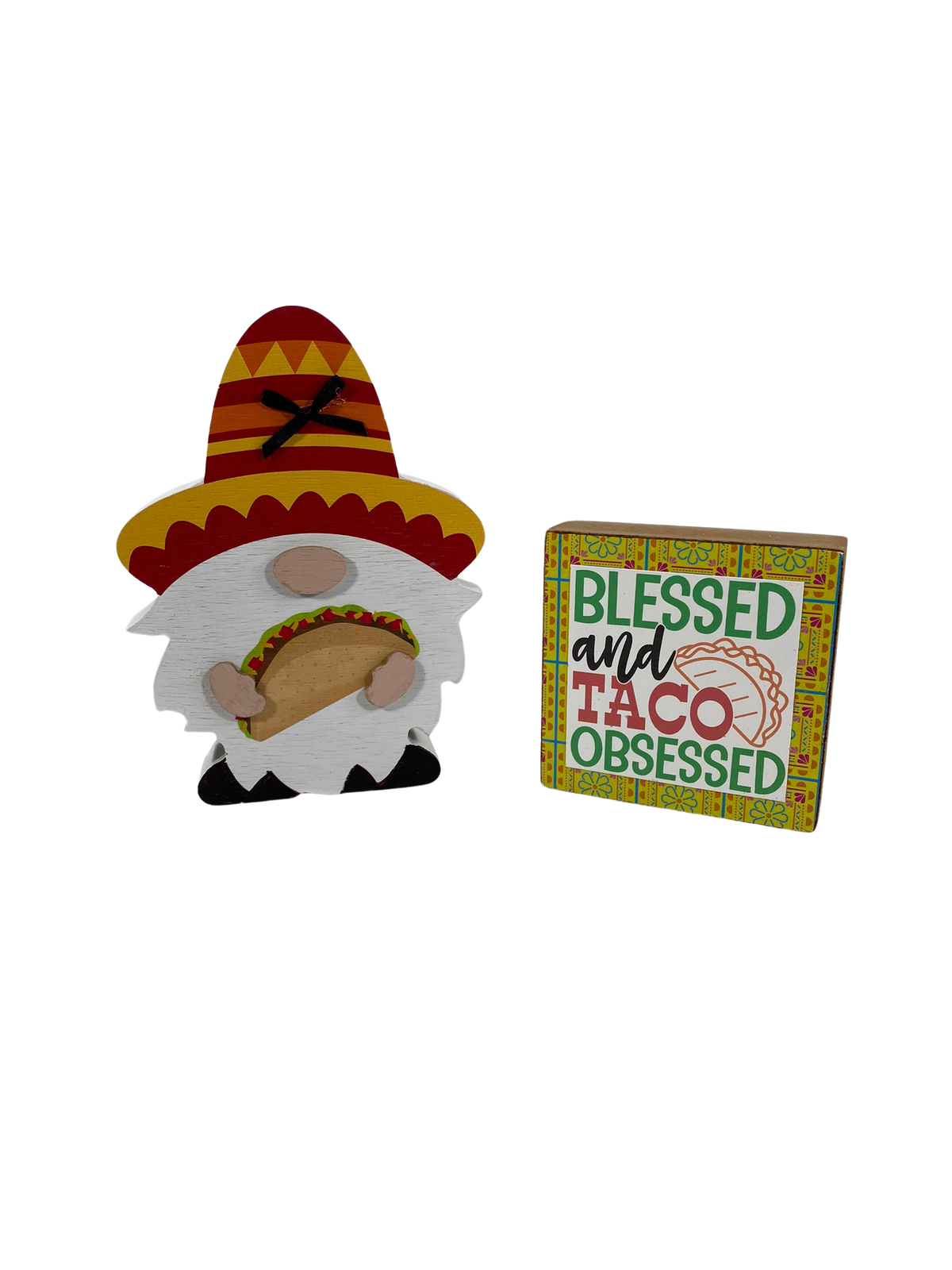 AGD Cinco De Mayo Decor -  Blessed Taco Obsessed Gnome Tier Tray 2pc