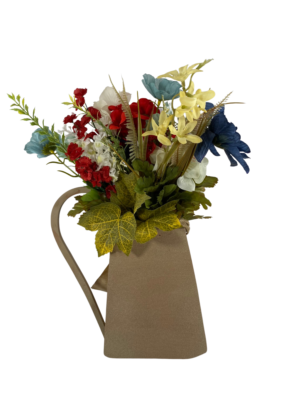 AGD Patriotic Decor - We The People Prim Floral Wood Pitcher Display