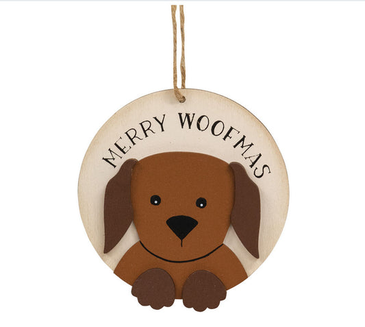 CWI Christmas Decor - Merry Woofmas Brown Dog Pet 3-D Ornament