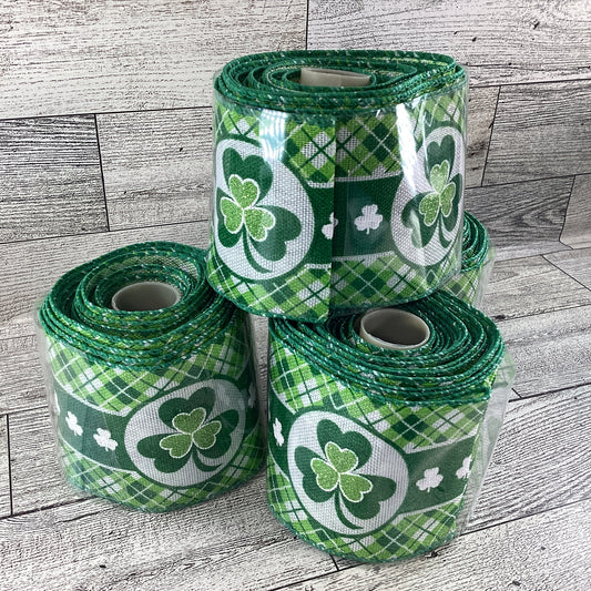 Darice Craft Supply - St Patricks Plaid Shamrock 2.5 Inch Ribbon 12 yards