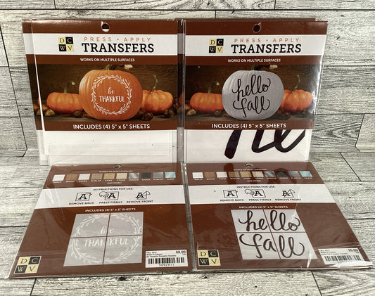 DCWV Fall Craft Supply - Hello Fall Be Thankful Pumpkin Vinyl Decals 7 Sets