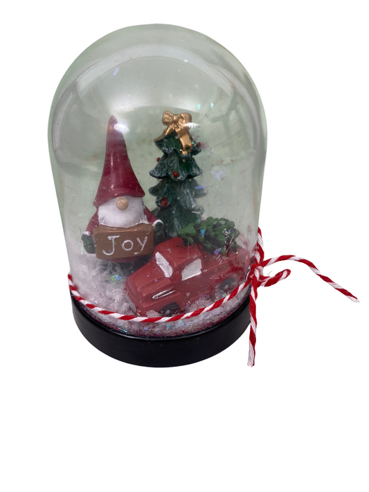 AGD Christmas Decor - Joy Resin Santa Gnome Vintage Truck Small Dome