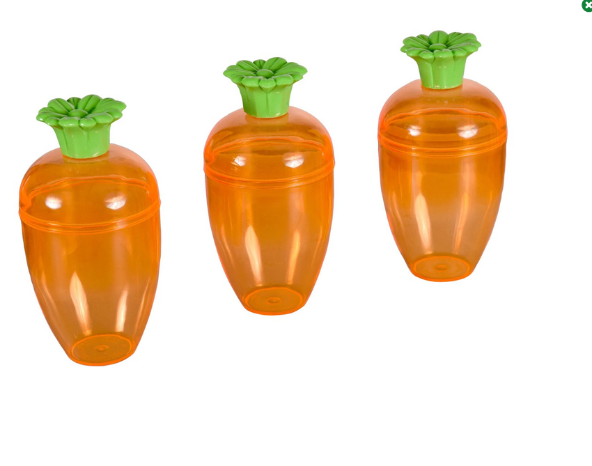 AGD Easter Craft Supply - Plastic Candy Egg Rabbit Carrot Containers 3pks