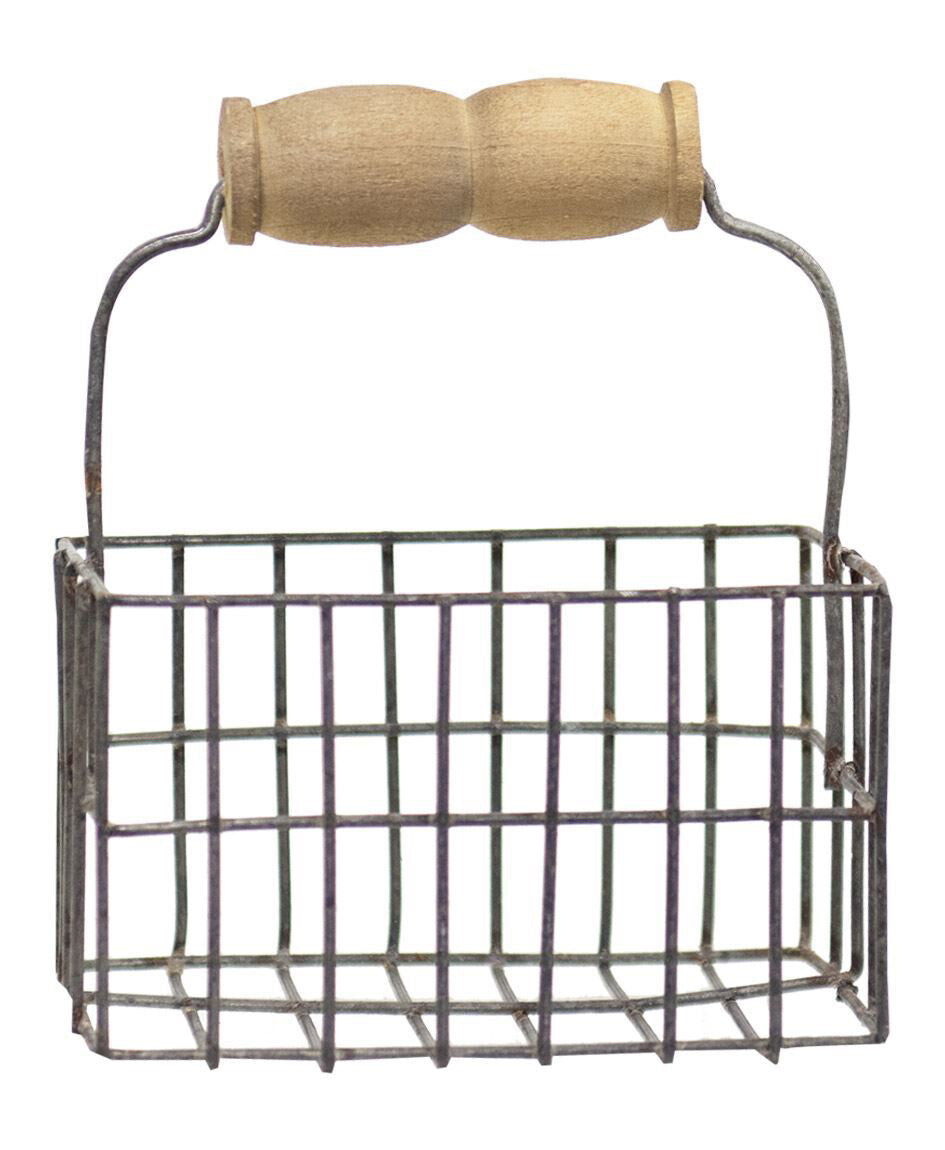CWI Home Decor - Small Rectangle Wire Egg Basket with Handle
