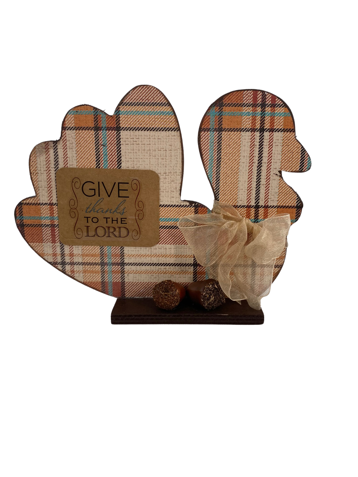 AGD Fall Decor - Give Thanks to the Lord Small Wood Turkey