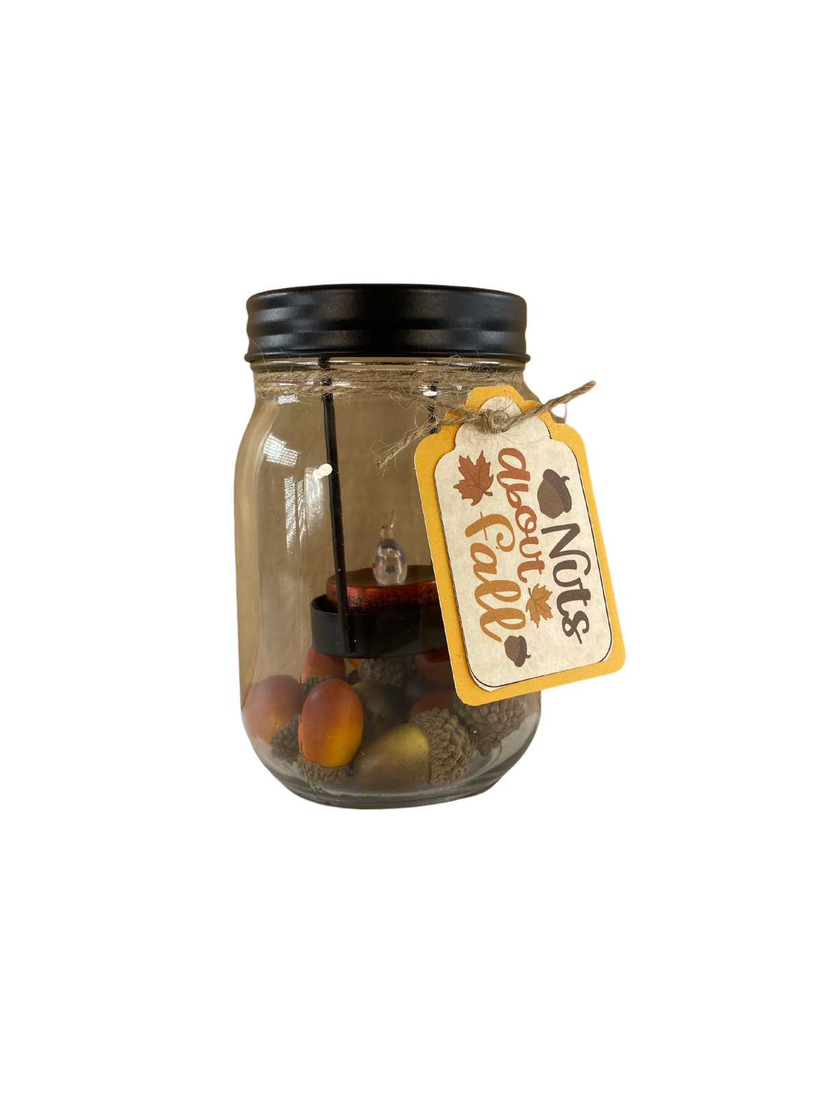 AGD Fall Decor - Prim Nuts About Fall Tealight Mason Jar Holder