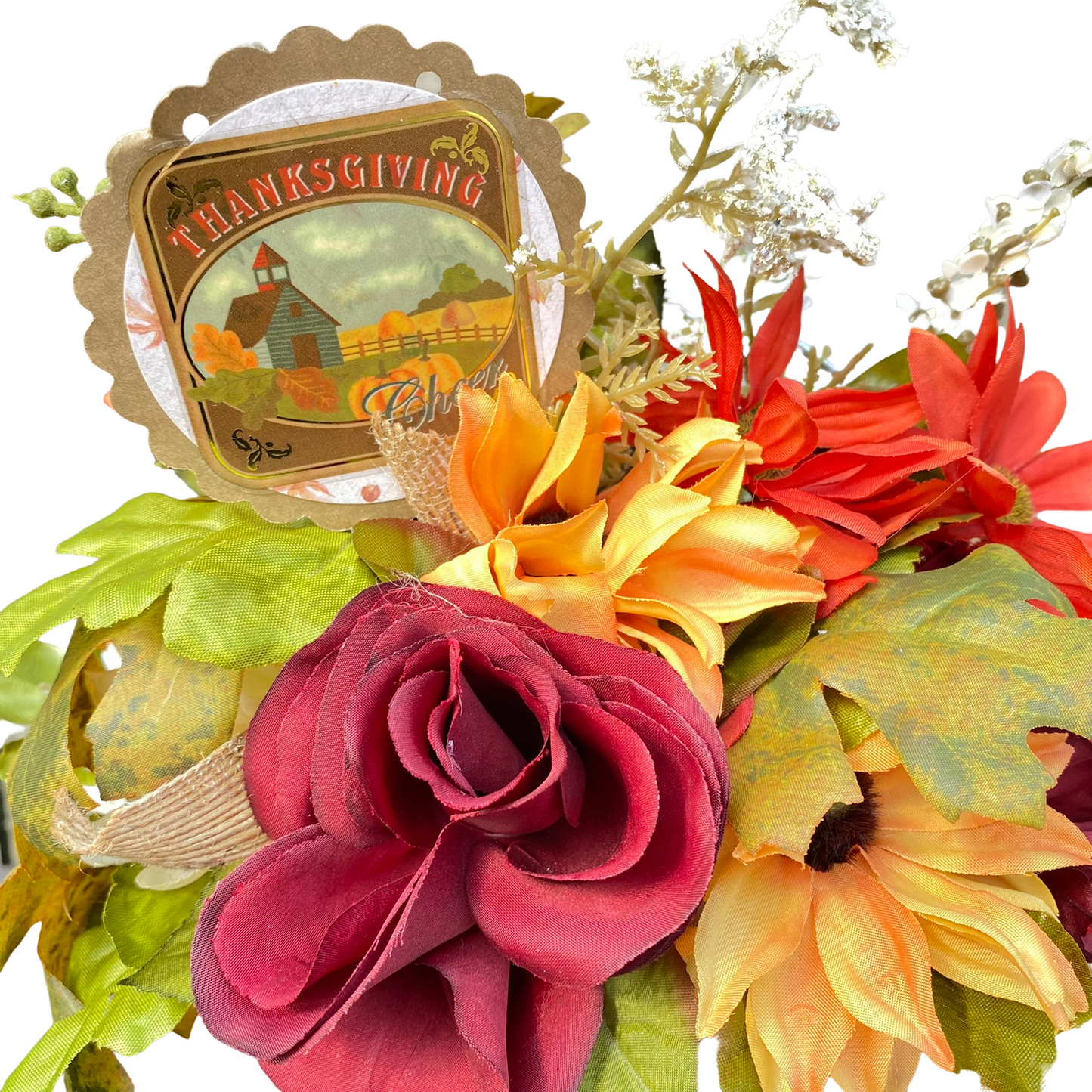 AGD Fall Decor  – Thanksgiving Galvanized Metal Floral Centerpiece