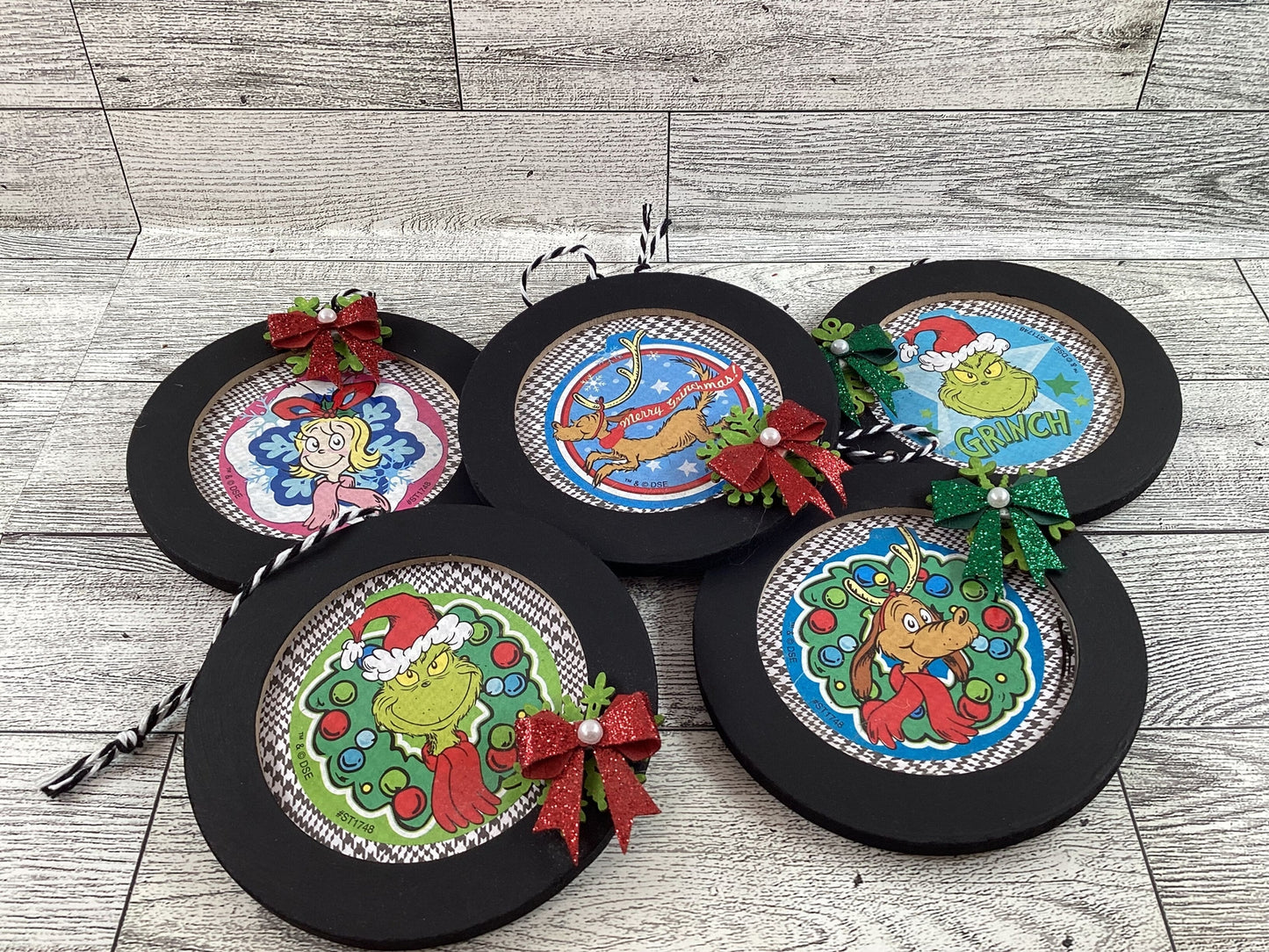 AGD Christmas Decor -  Whimsy Green Monster Ornaments 5pc Set