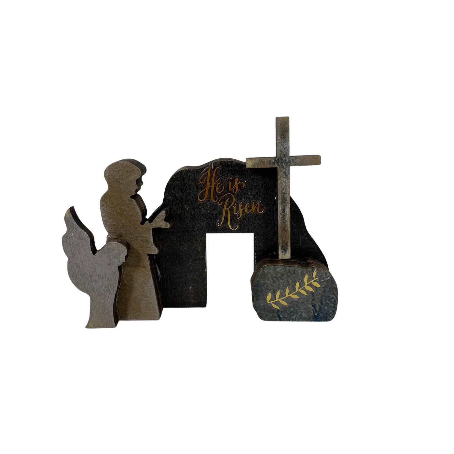 AGD Easter Decor - Small Wood Resurrection Tomb Scene for Tier Tray