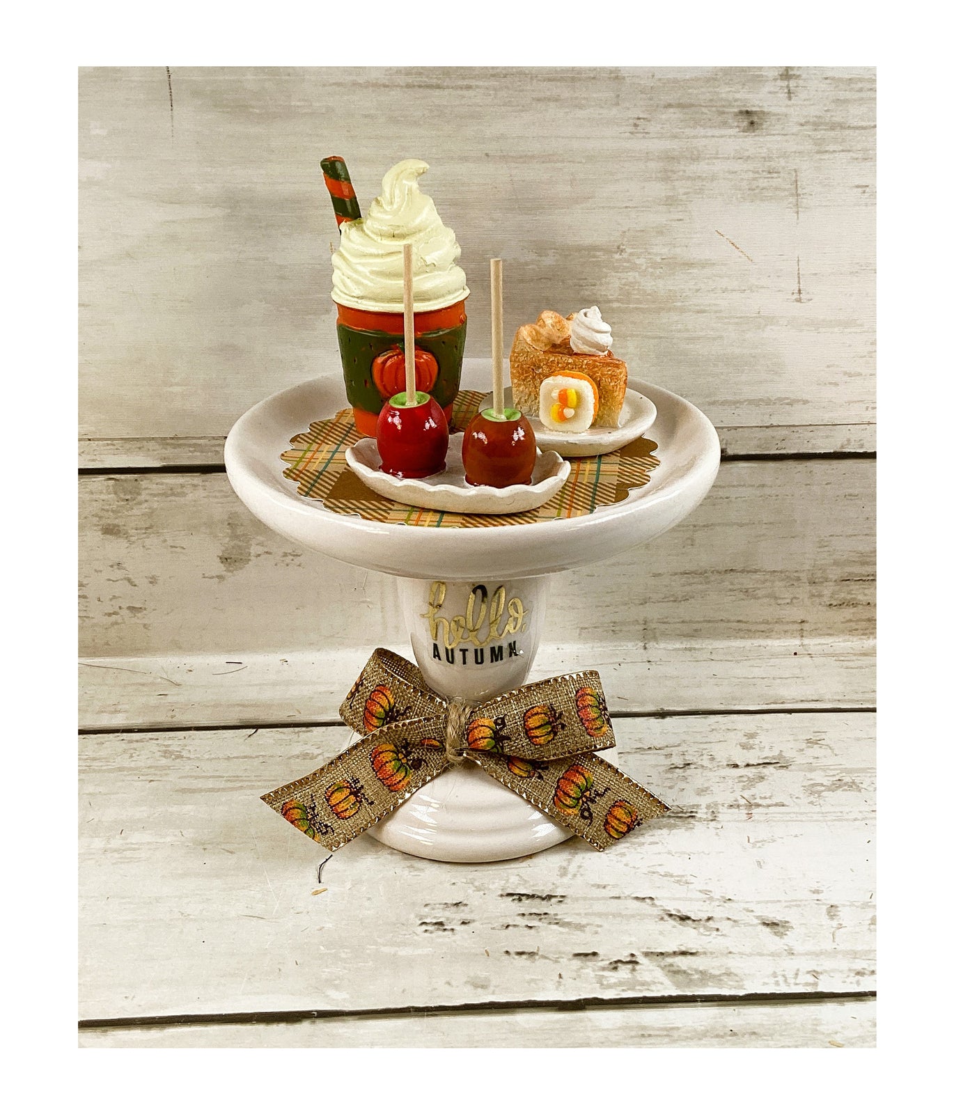 AGD Fall Decor - Pumpkin Spice Latte Pie Candy Corn Risers 1pc