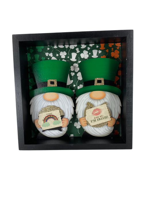 AGD St Patrick's Decor - I'm Irish Rainbow Gnome Reversible Inset Box Sign